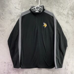 NFL Minnesota Vikings Men XL Black Gray Fleece Quarter Zip Team Jacket